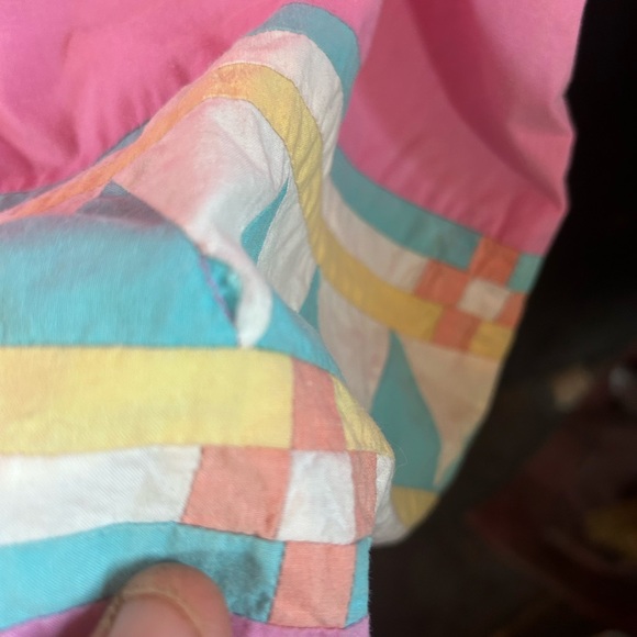 Vintage 80's Boho Southwest Indian Cotton Pink Patchwork Dress Size M - Picture 10 of 16